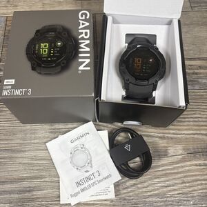 Garmin Instinct 3 50mm AMOLED Rugged Watch Black with Charcoal Band 010-03020-00